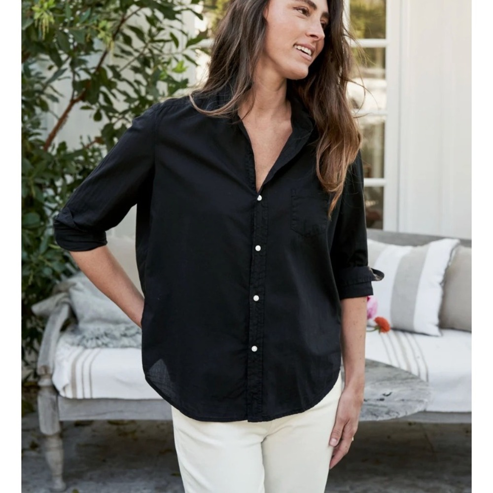 Frank & Eileen Eileen Relaxed Button-Up Shirt in Black sz M